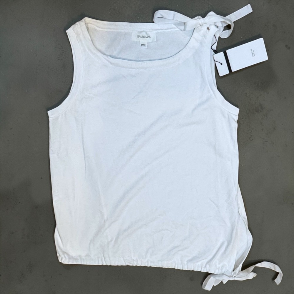 Max Mara Sport Max NWT 100% Cotton White Sleeveless Lagenlook Chic Sz M Blouse - Picture 4 of 8